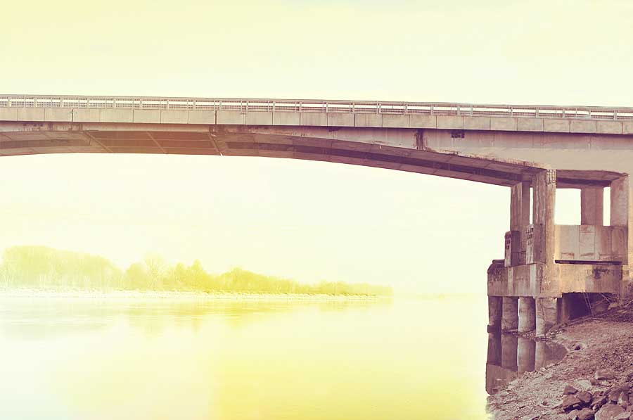 Franco Monari paesaggio ponte fiume Po